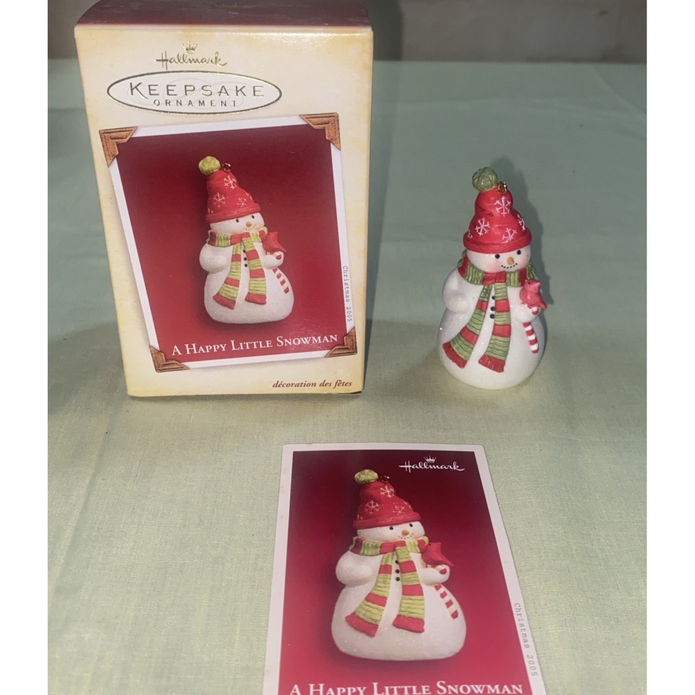 2005 Hallmark Keepsake Christmas Ornament‎ A Happy Little Snowman Hat Scarf